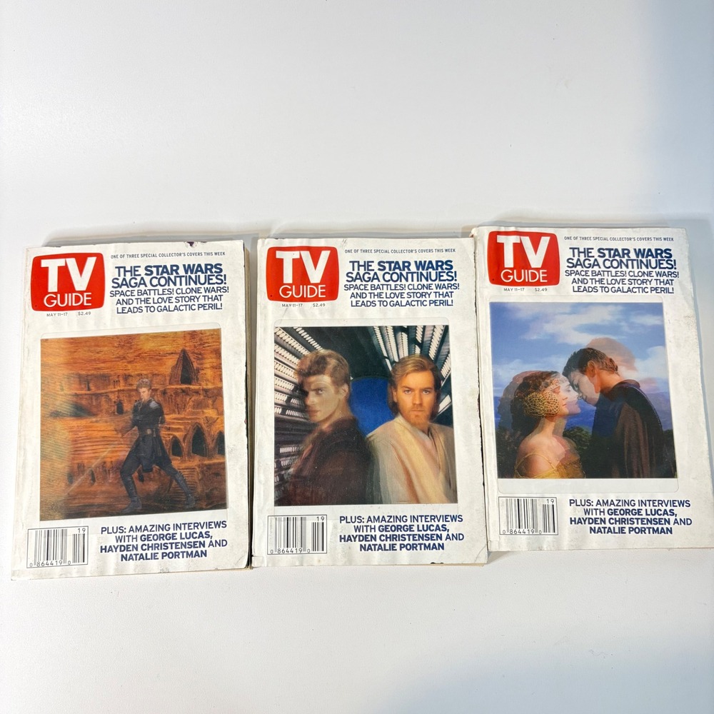 Star Wars Attack of the Clones TV Guide May 2002 Set of 3 Collector Covers